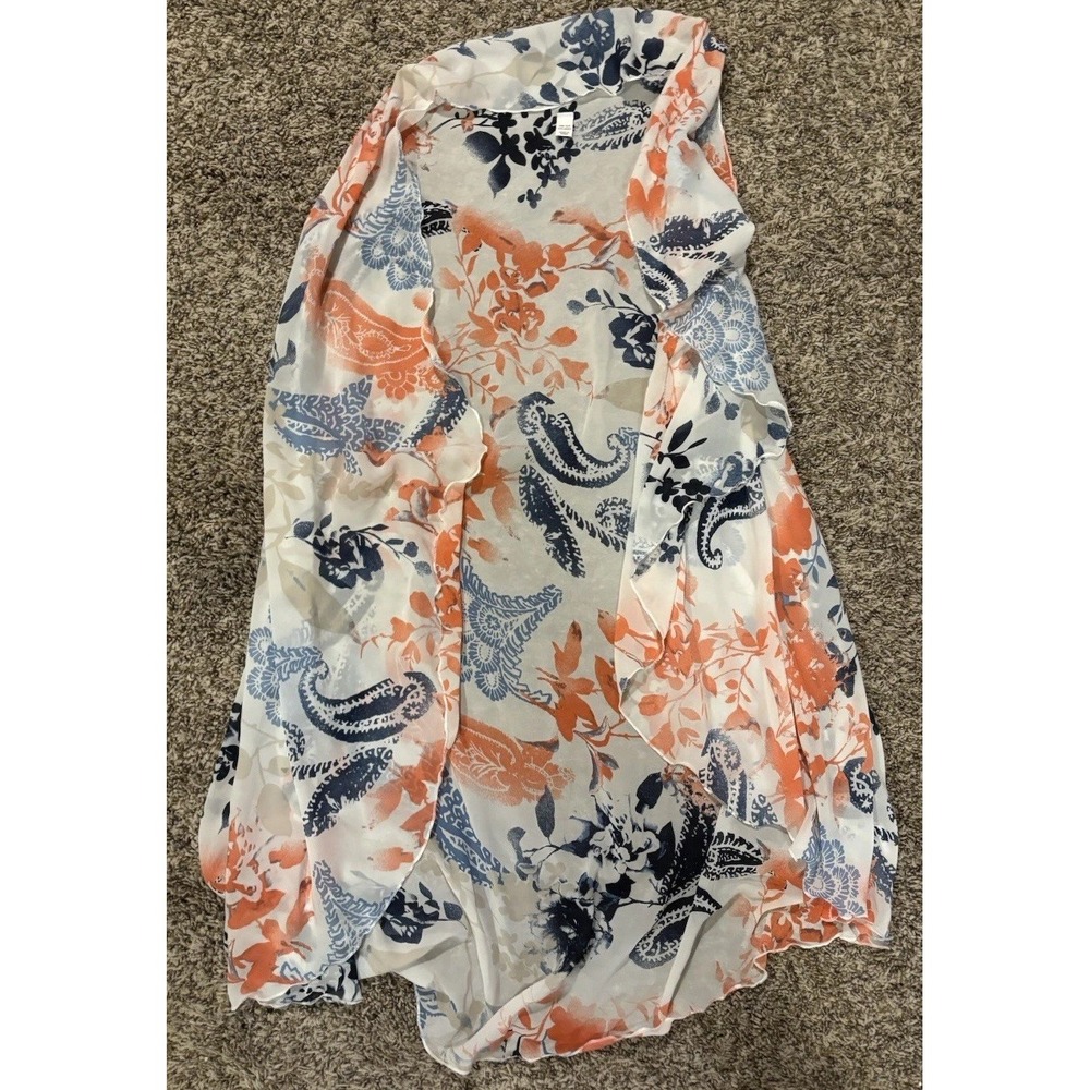 PINK Floral Paisley Pink Blue White Cotton Kimono Cover Up One Size